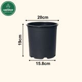  Chậu nhựa trồng cây VIETPOT, màu đen trơn, trồng hoa kiểng, trang trí ban công, sân vườn, sân thượng 