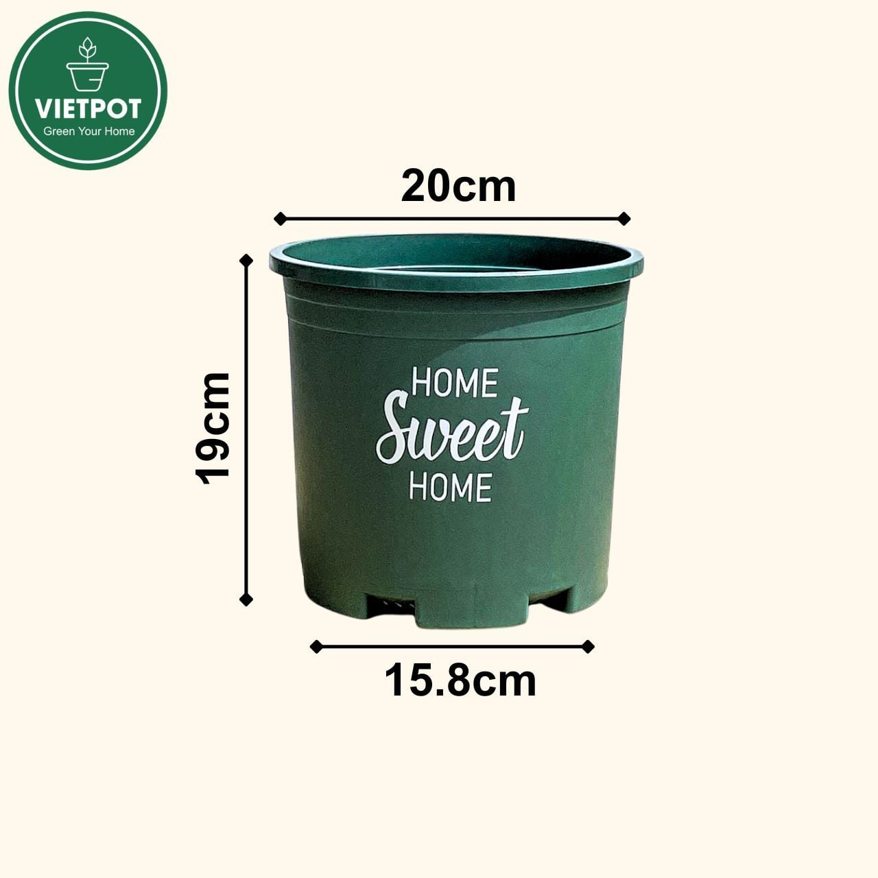  Chậu nhựa trồng cây VIETPOT, màu xanh, hoa văn Sweet Home, trồng hoa kiểng lá, để nhà, sân vườn. 