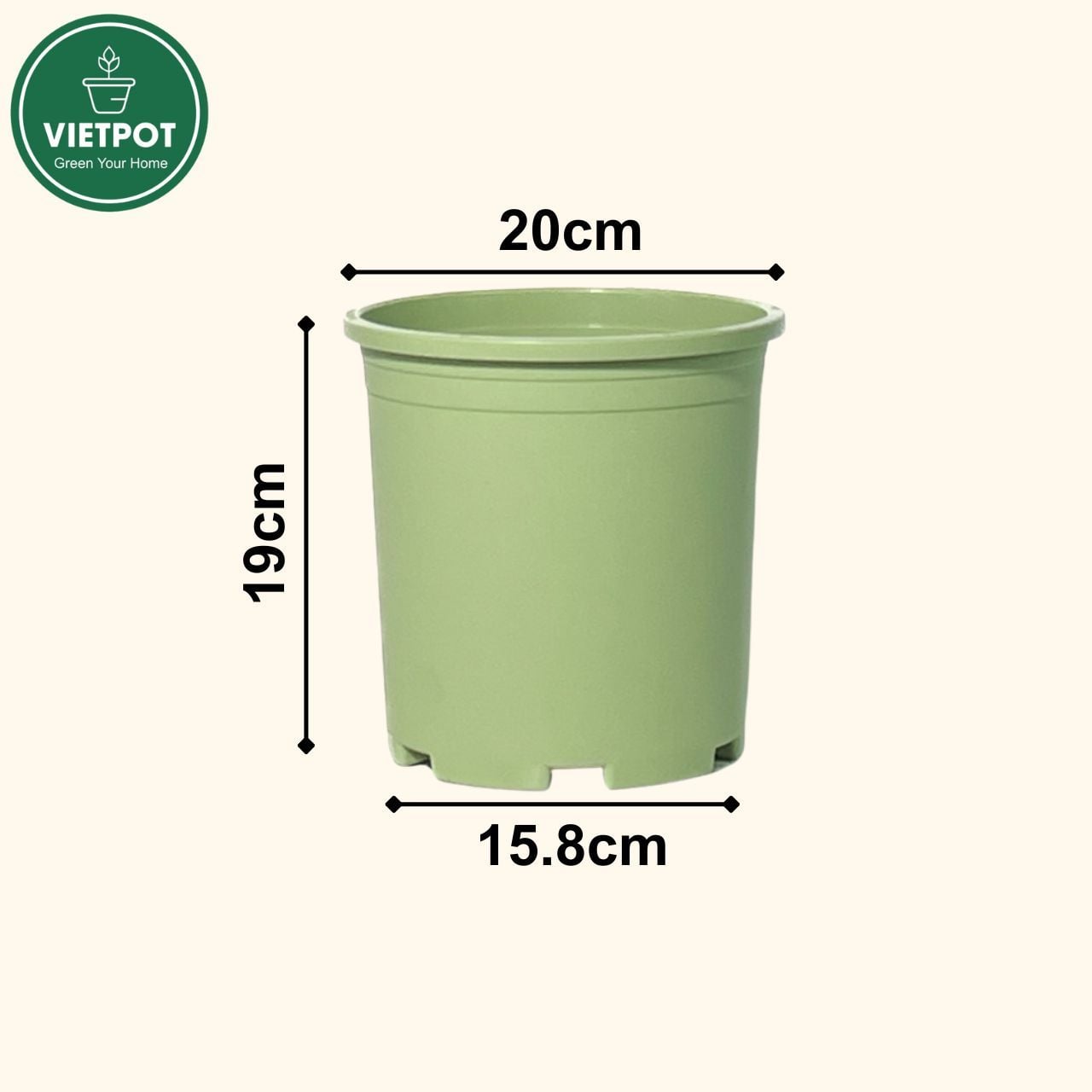  Chậu nhựa trồng cây VIETPOT, xanh Mint Trơn, trồng kiểng lá hoa hồng, để bàn, ban công sân vườn. 