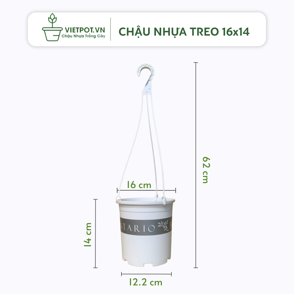  Bộ Chậu Treo VIETPOT, chậu và móc treo,hoa văn MONTARIO, tháo lắp dễ dàng, trang trí bàn, sân thượng 