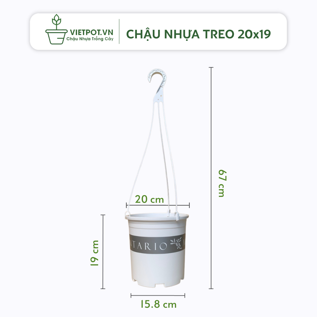  Bộ Chậu Treo VIETPOT, chậu và móc treo,hoa văn MONTARIO, tháo lắp dễ dàng, trang trí bàn, sân thượng 