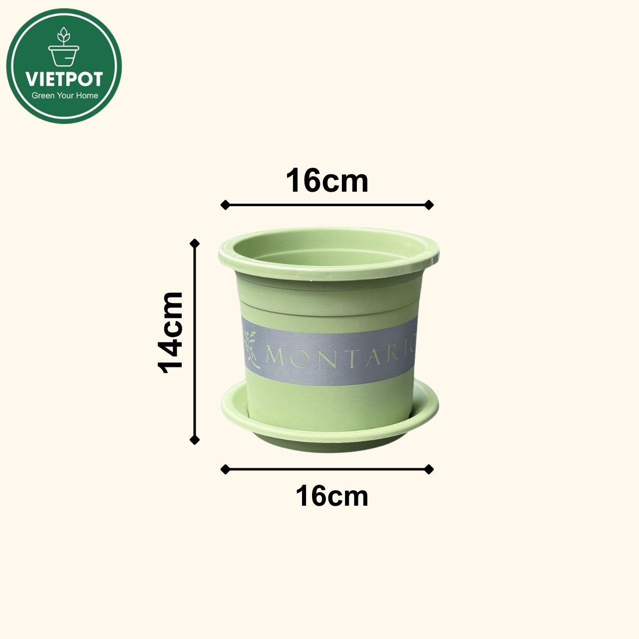  Chậu Nhựa Trồng Cây VIETPOT, size 16x14 Montario, trồng kiểng lá hoa hồng, trang trí sân vườn. 