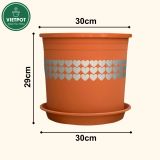  Chậu nhựa trồng cây VIETPOT, màu Cam Tim, trồng hoa kiểng, hoa hồng, để bàn, ban công, sân vườn. 