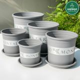  Chậu nhựa trồng cây VIETPOT, màu xám Montario, trồng hoa kiểng, trang trí ban công, sân vườn. 