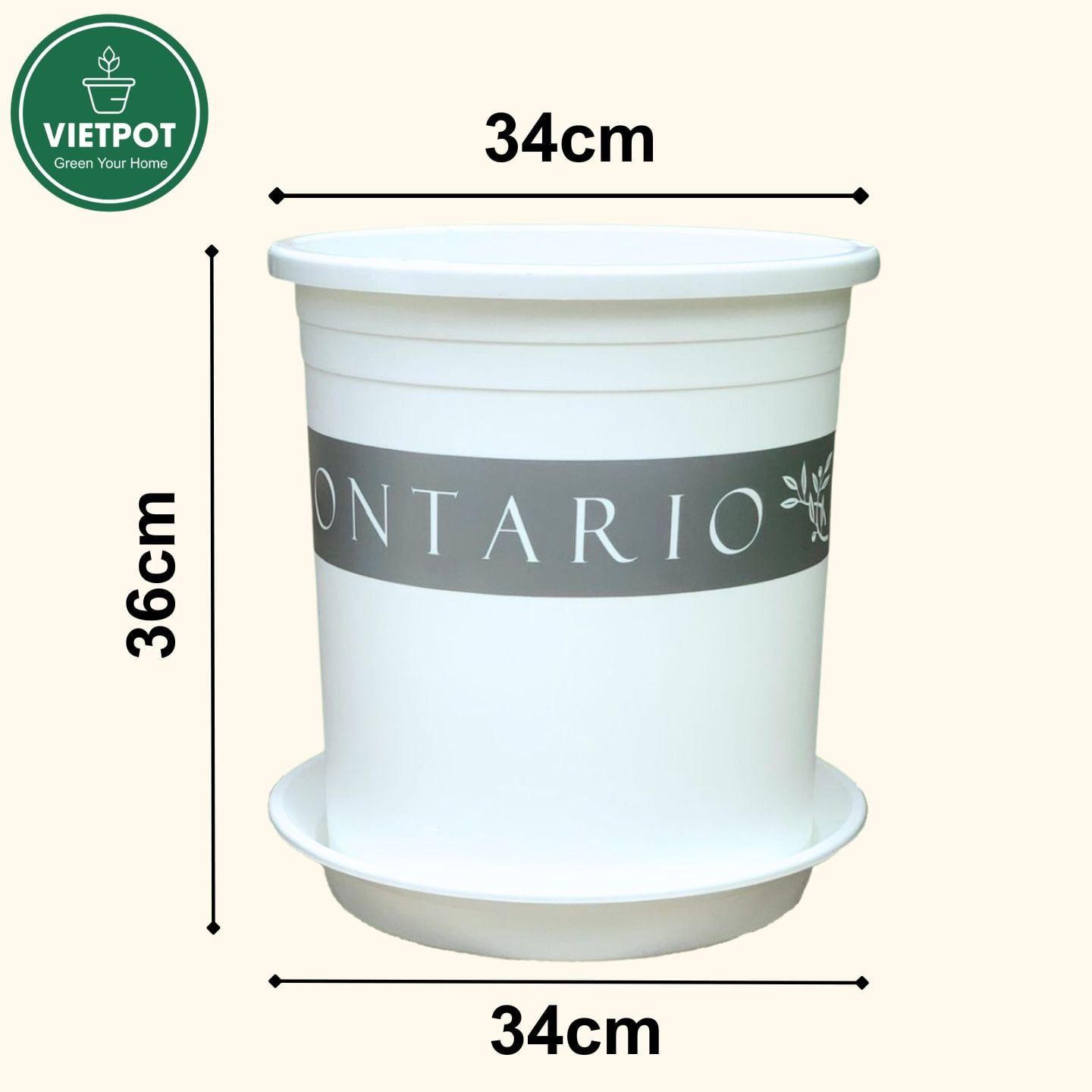  Chậu Nhựa Trồng Cây VIETPOT, size lớn 34x36cm MONTARIO, 6,6gallon, trang trí bàn, sân vườn, ban công 
