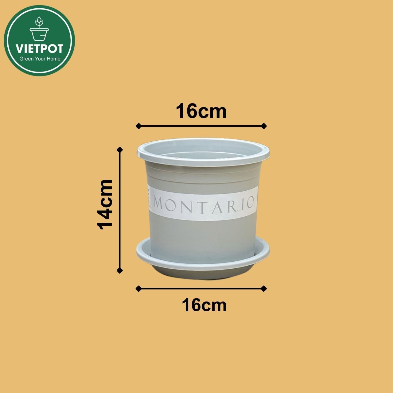  Chậu Nhựa Trồng Cây VIETPOT, size 16x14 Montario, trồng kiểng lá hoa hồng, trang trí sân vườn. 