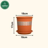  Chậu nhựa trồng cây VIETPOT, màu Cam Tim, trồng hoa kiểng, hoa hồng, để bàn, ban công, sân vườn. 