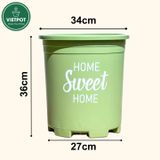  Chậu nhựa trồng cây VIETPOT, size lớn 34x36cm, 6.6gal, Sweet home, trồng hoa kiểng để sân vườn nhà. 