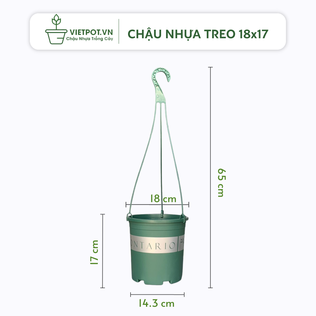  Bộ Chậu Treo VIETPOT, chậu và móc treo,hoa văn MONTARIO, tháo lắp dễ dàng, trang trí bàn, sân thượng 