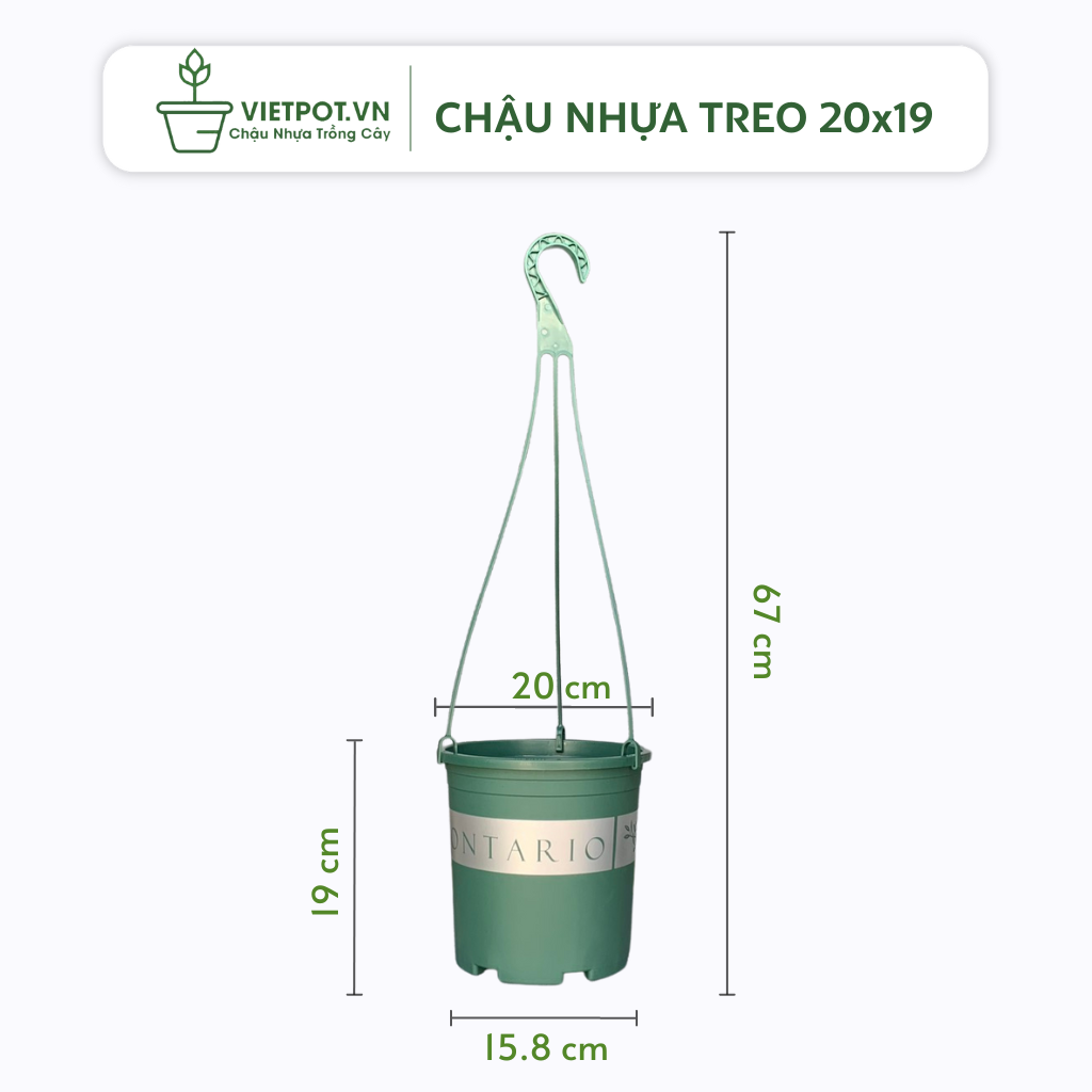  Bộ Chậu Treo VIETPOT, chậu và móc treo,hoa văn MONTARIO, tháo lắp dễ dàng, trang trí bàn, sân thượng 