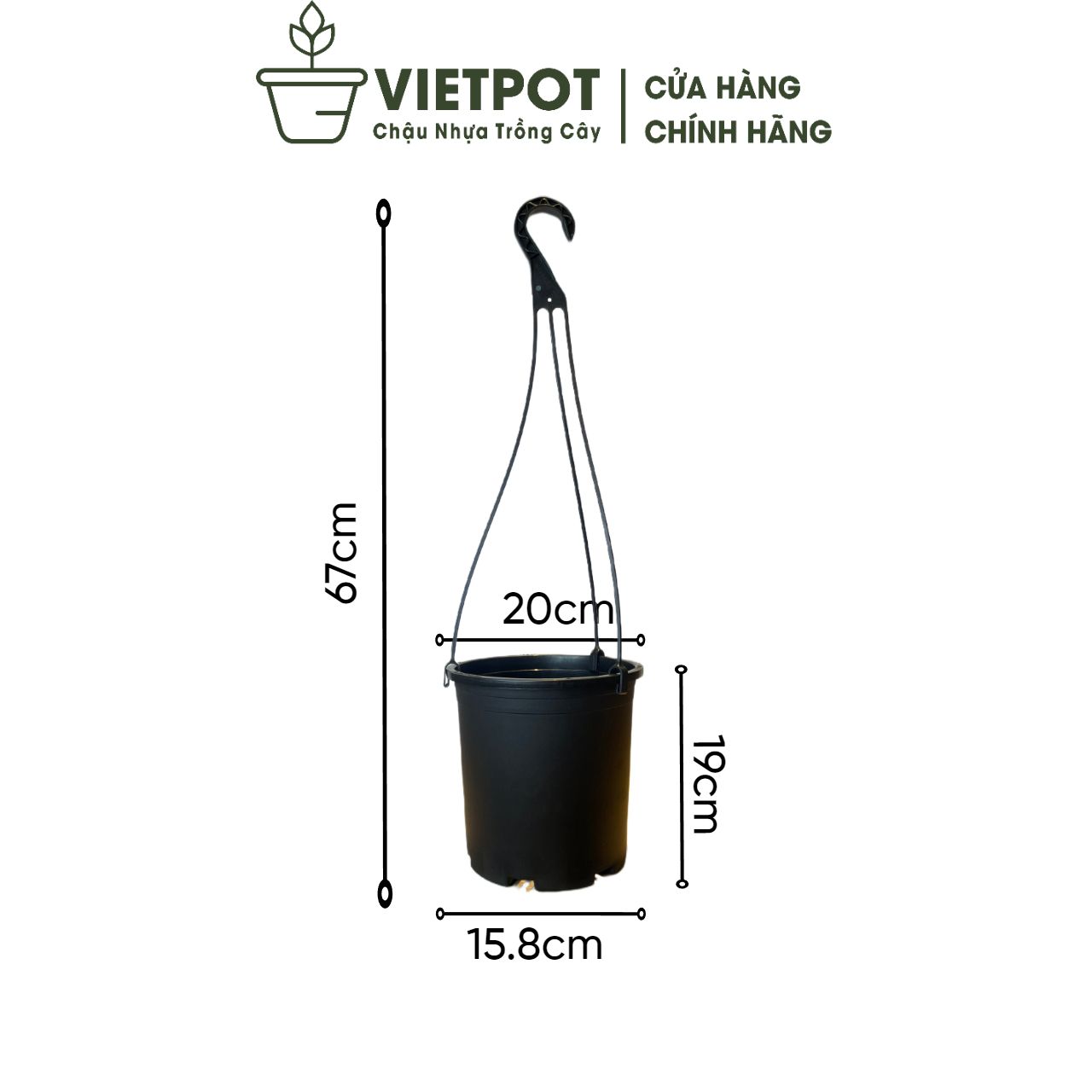  Chậu nhựa treo ban công VIETPOT, trơn, chính hãng, cây kiểng, cây hoa, trang trí sân vườn. 