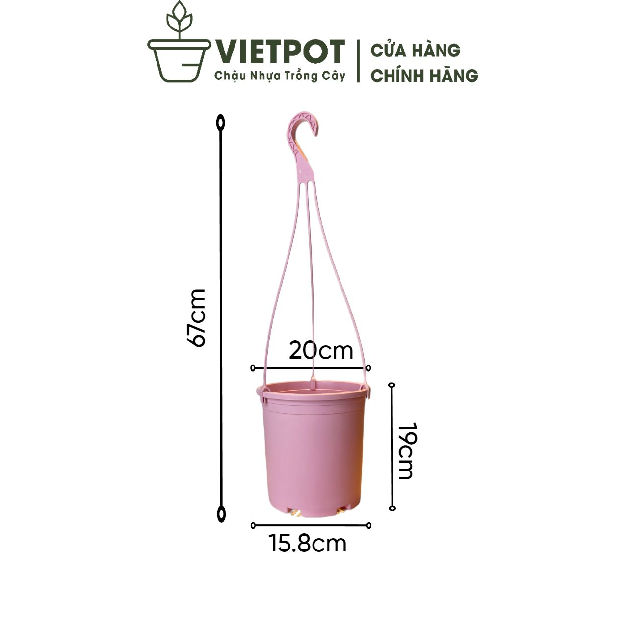  Chậu nhựa treo ban công VIETPOT, trơn, chính hãng, cây kiểng, cây hoa, trang trí sân vườn. 