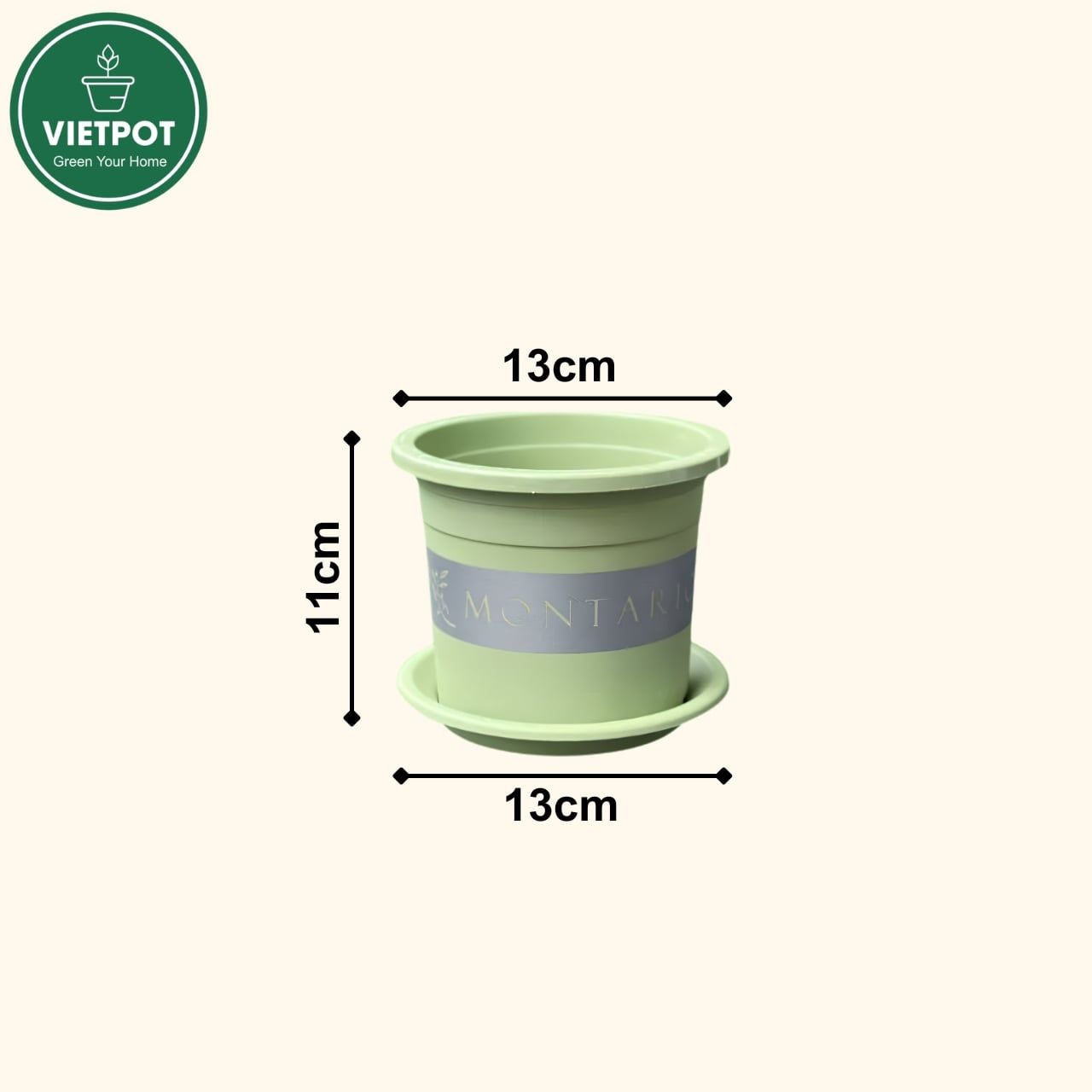  Chậu nhựa trồng cây VIETPOT, size nhỏ 13x11cm, MONTARIO, trồng kiểng lá hoa, để bàn, sân vườn 
