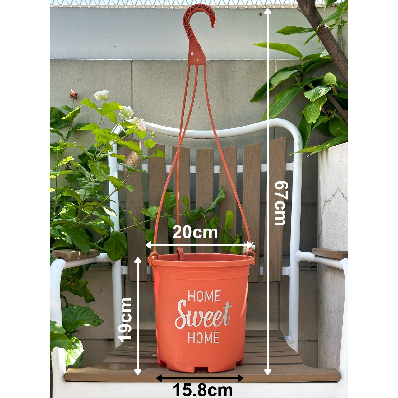  Chậu nhựa treo ban công VIETPOT, hoa văn sweet home, cây kiểng, cây hoa, trang trí sân vườn. 