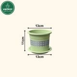  Chậu nhựa trồng cây VIETPOT, size nhỏ 13x11cm, hoa văn Tim, trồng hoa kiểng, để bàn, sân vườn 