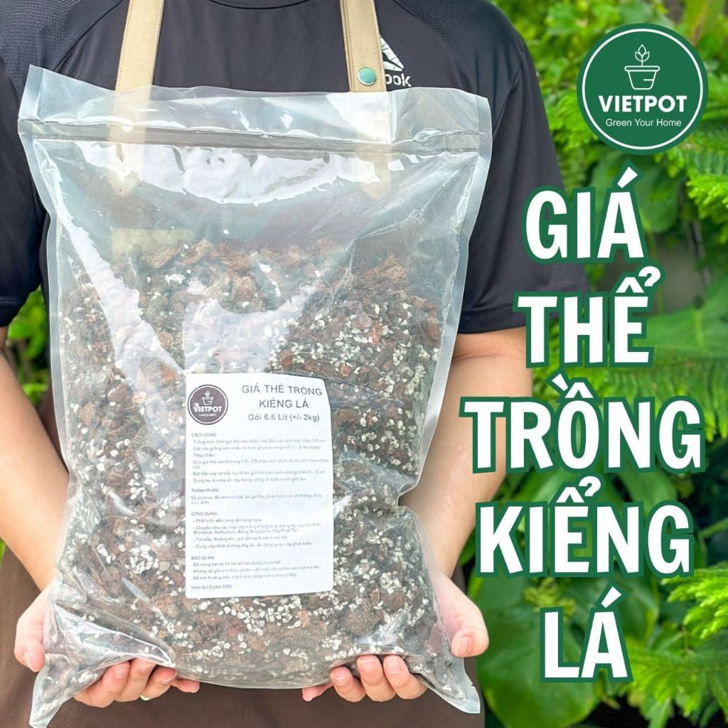  Giá thể trồng kiểng lá VIETPOT, trộn sẵn, chuyên dùng cho cây trong nhà, ngoài trời, Monstera... 