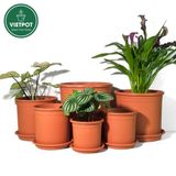  Chậu nhựa trồng cây VIETPOT, màu Cam Trơn, trồng kiểng lá, hoa hồng, để ban công, sân vườn. 