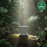  Chậu nhựa trồng cây VIETPOT, màu xám trơn, trồng hoa kiểng, trang trí ban công, sân vườn, sân thượng 