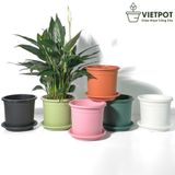  Chậu nhựa trồng cây VIETPOT, size 16x14, Trơn, kiểng lá, hoa hồng, để bàn, trang trí sân vườn. 