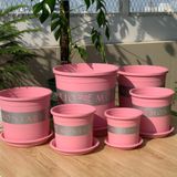  Đĩa nhựa mỏng nhẹ lót chậu cây VIETPOT, màu hồng, cây cảnh, trang trí nhà vườn, ban công 
