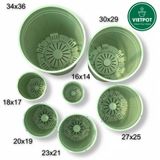  Chậu nhựa trồng cây VIETPOT, màu xanh Mint, hoa văn Sweet Home, trồng hoa kiểng lá, để nhà sân vườn. 