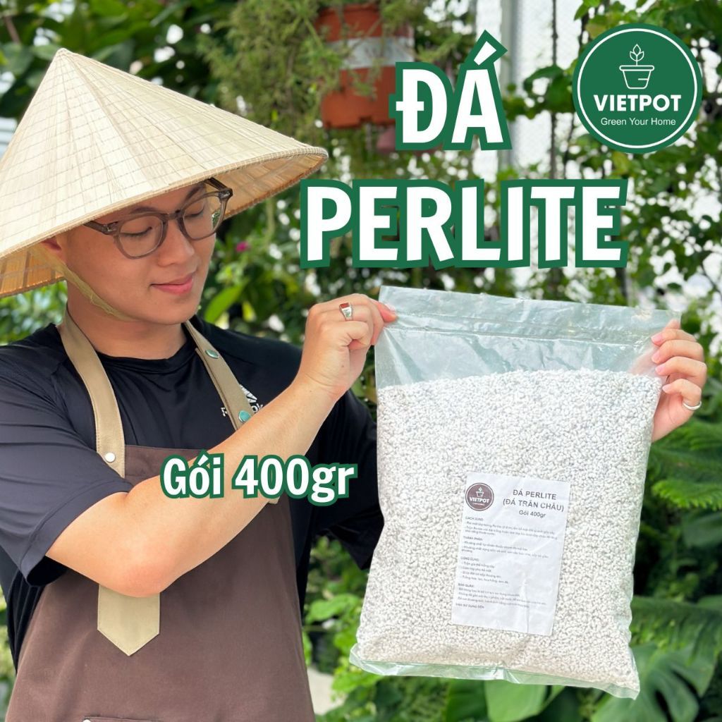  Đá Perlite VIETPOT, bao 5 lít, 400gr, size 3-6mm, hợp chất tự nhiên, trồng rau, thủy canh. 