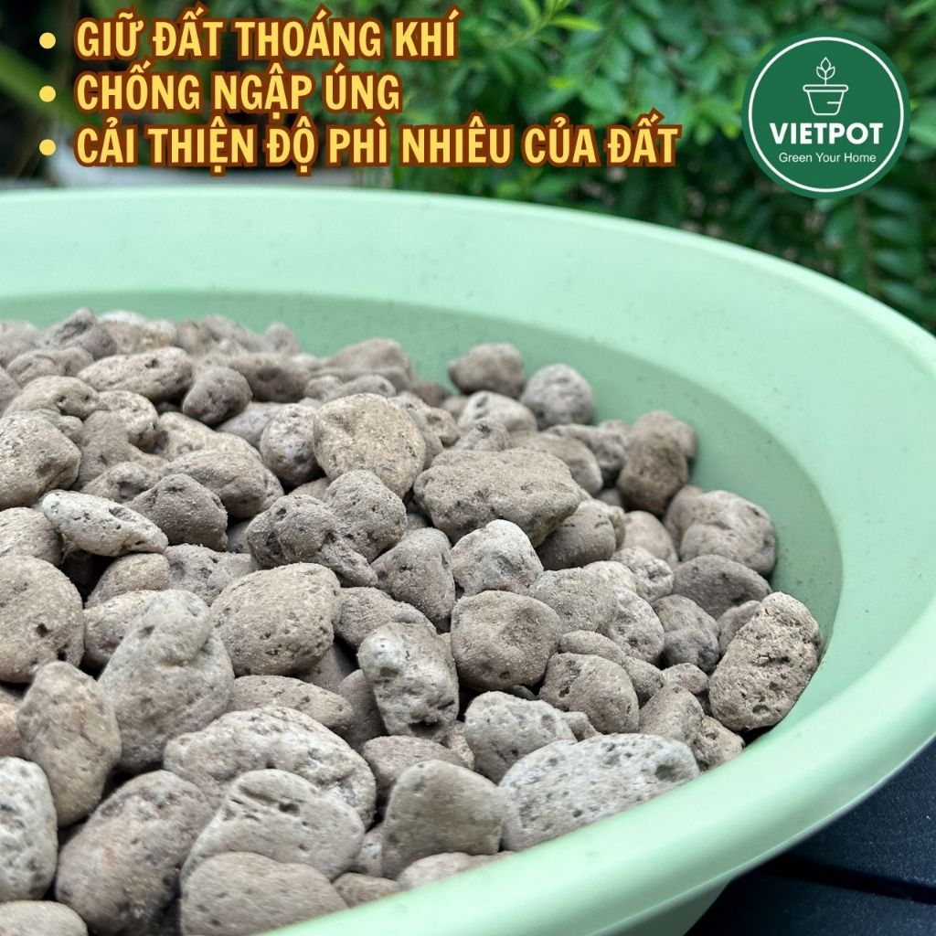  Đá Pumice VIETPOT, bao 800gr, size 1-2cm, giá thể trồng cây cung cấp khoáng chất cho hoa, xương rồng 