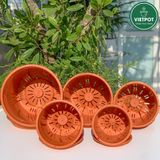  Chậu nhựa trồng cây VIETPOT, màu Cam Trơn, trồng kiểng lá, hoa hồng, để ban công, sân vườn. 