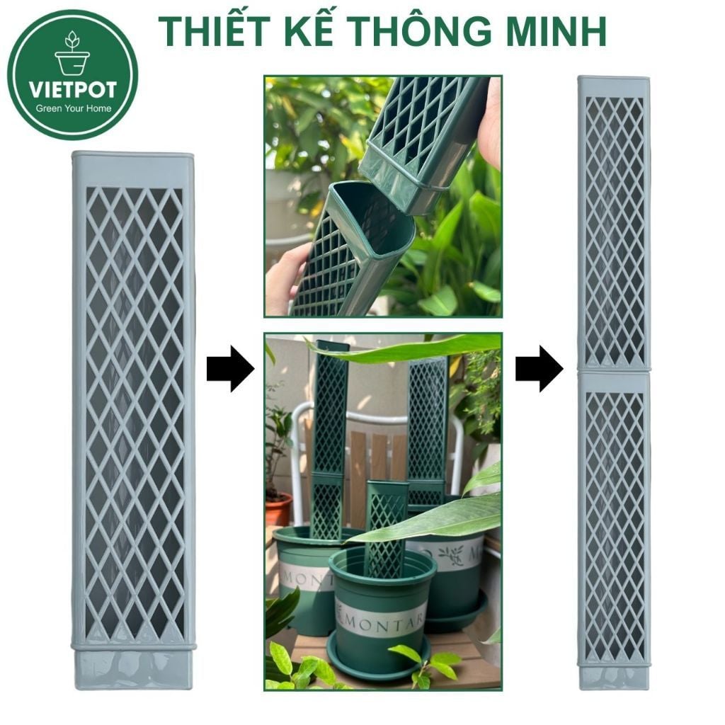  Trụ rêu bán nguyệt cao cấp VIETPOT, 30x7cm, hỗ trợ rễ phát triển, cho cây kiểng lá, kiểng lá leo 