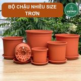  Chậu nhựa trồng cây VIETPOT, màu Cam Trơn, trồng kiểng lá, hoa hồng, để ban công, sân vườn. 