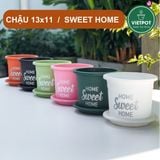  Chậu nhựa trồng cây VIETPOT, size nhỏ 13x11cm, Sweet Home, trồng hoa kiểng, để sân vườn, bàn. 