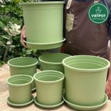  Chậu nhựa trồng cây VIETPOT, xanh Mint Trơn, trồng kiểng lá hoa hồng, để bàn, ban công sân vườn. 