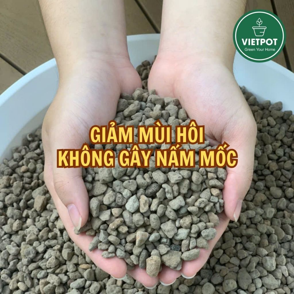  Đá Pumice VIETPOT, bao 800gr, size nhỏ, giá thể trồng cây cung cấp khoáng chất cho hoa, xương rồng 