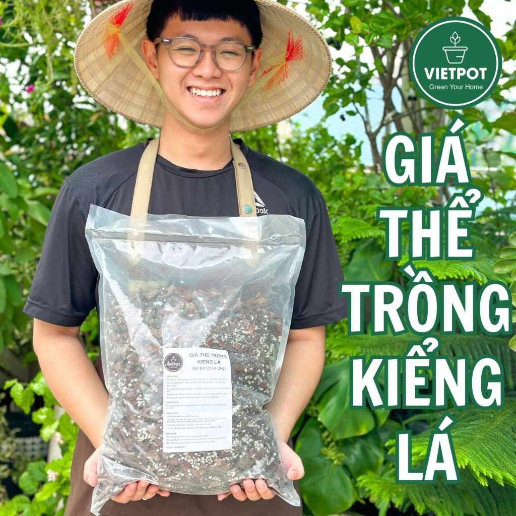  Giá thể trồng kiểng lá VIETPOT, trộn sẵn, chuyên dùng cho cây trong nhà, ngoài trời, Monstera... 