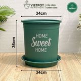  Chậu nhựa trồng cây VIETPOT, size lớn 34x36cm, 6.6gal, Sweet home, trồng hoa kiểng để sân vườn nhà. 
