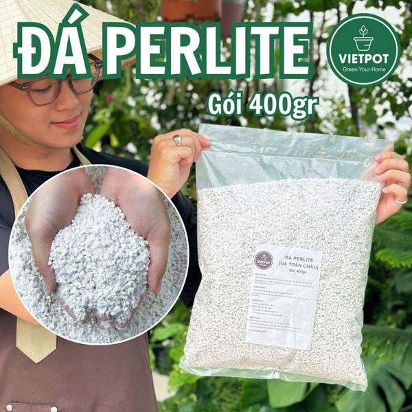  Đá Perlite VIETPOT, bao 5 lít, 400gr, size 3-6mm, hợp chất tự nhiên, trồng rau, thủy canh. 
