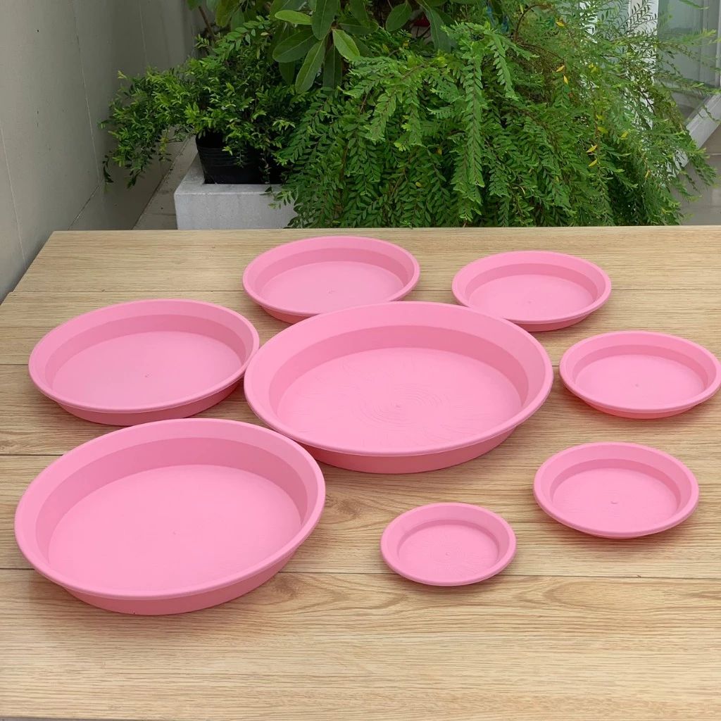  Đĩa nhựa mỏng nhẹ lót chậu cây VIETPOT, màu hồng, cây cảnh, trang trí nhà vườn, ban công 