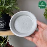  Đĩa nhựa mỏng nhẹ lót chậu cây VIETPOT, màu xám, cây cảnh, trang trí nhà vườn, ban công 