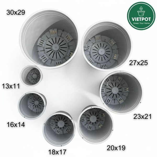  Chậu nhựa trồng cây VIETPOT, màu xám Montario, trồng hoa kiểng, trang trí ban công, sân vườn. 