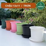  Chậu nhựa trồng cây VIETPOT, size 13x11, trơn, chính hãng, kiếng lá hoa, sen đá, bàn làm việc 