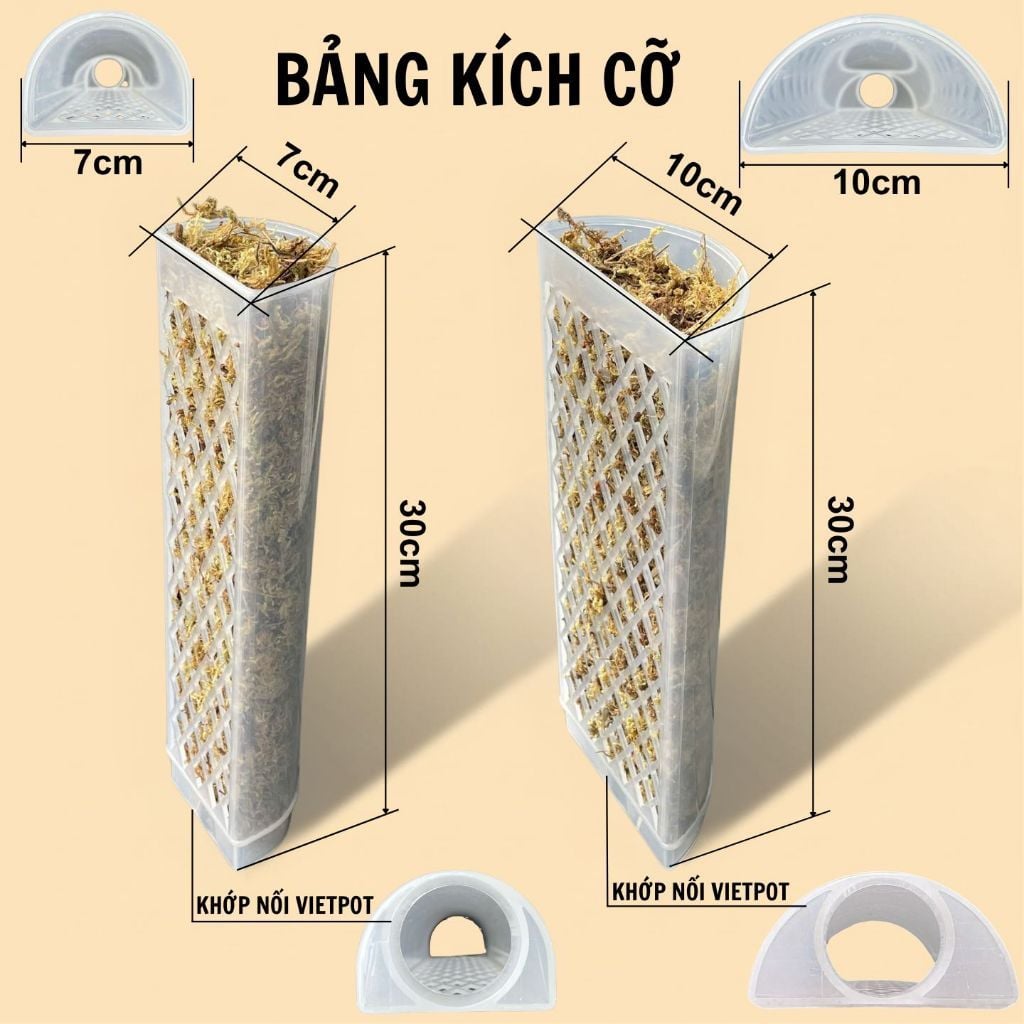  Trụ rêu bán nguyệt cao cấp VIETPOT, 30x7cm, hỗ trợ rễ phát triển, cho cây kiểng lá, kiểng lá leo 