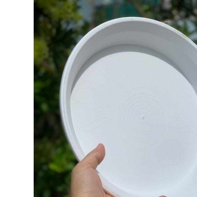  Đĩa nhựa mỏng nhẹ lót chậu cây VIETPOT, màu trắng, cây cảnh, trang trí nhà vườn, ban công 
