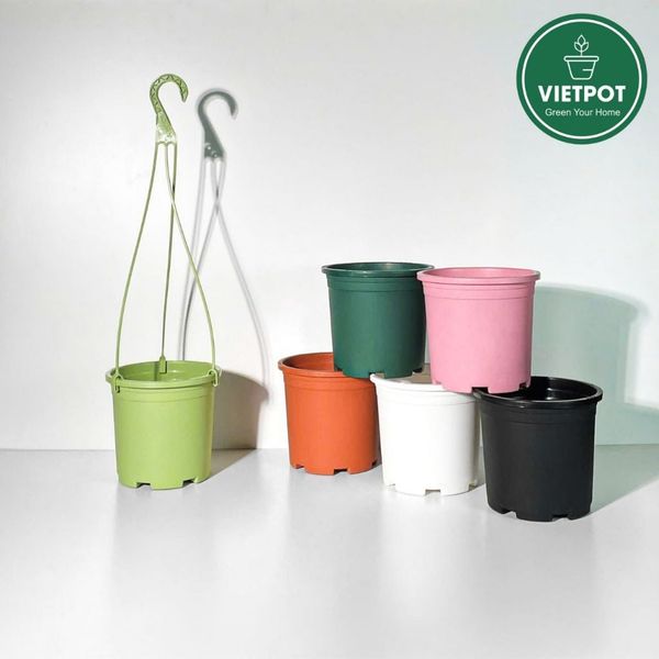  Chậu nhựa treo ban công VIETPOT, trơn, chính hãng, cây kiểng, cây hoa, trang trí sân vườn. 