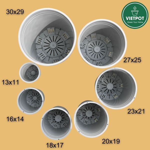  Chậu nhựa trồng cây VIETPOT, màu xám, hoa văn Sweet Home, trồng hoa kiểng lá, để nhà, sân vườn. 