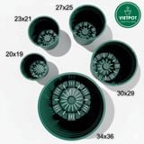  Chậu nhựa trồng cây VIETPOT, màu xanh trơn, trồng hoa kiểng, hoa hồng, để bàn, ban công, sân vườn 