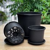  Chậu nhựa trồng cây VIETPOT, màu đen trơn, trồng hoa kiểng, trang trí ban công, sân vườn, sân thượng 