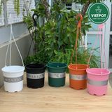  Bộ Chậu Treo VIETPOT, chậu và móc treo,hoa văn MONTARIO, tháo lắp dễ dàng, trang trí bàn, sân thượng 