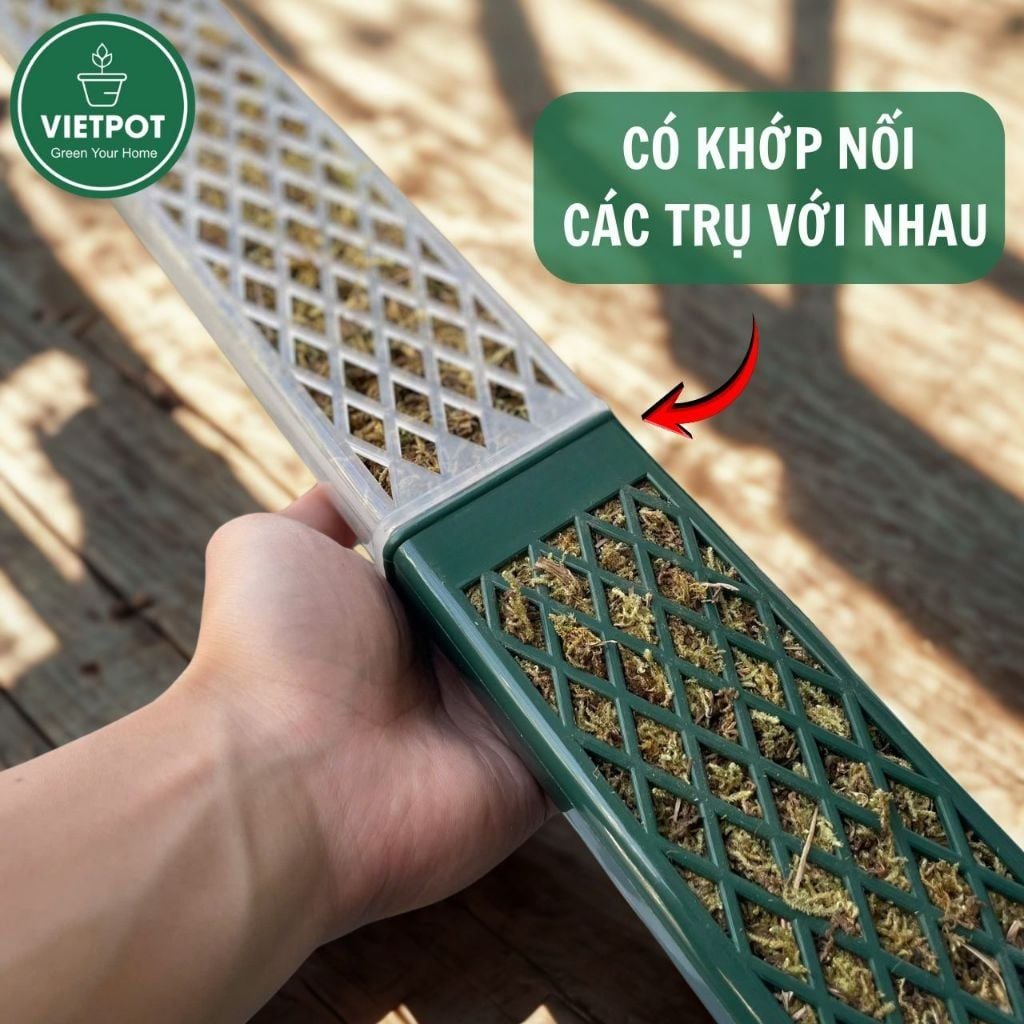  Trụ rêu bán nguyệt cao cấp VIETPOT, 30x7cm, hỗ trợ rễ phát triển, cho cây kiểng lá, kiểng lá leo 