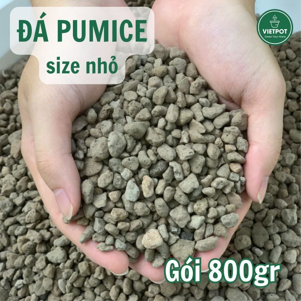  Đá Pumice VIETPOT, bao 800gr, size nhỏ, giá thể trồng cây cung cấp khoáng chất cho hoa, xương rồng 