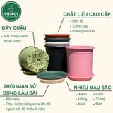  Chậu Nhựa Trồng Cây VIETPOT, size lớn 34x36cm, 6,6gallon, trơn, trang trí bàn, sân vườn, ban công. 